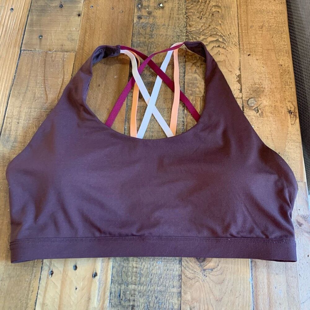 Fabletics Boost Medium Impact Sports Bra Brown Maroon Pink Melon Size Lg NWOT - Picture 7 of 13